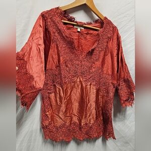 Moulinette Soeurs Terracotta Lace Blouse